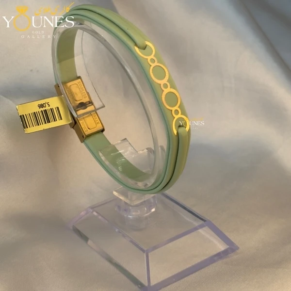 دستبند طلا زنانه چرم دایره ای